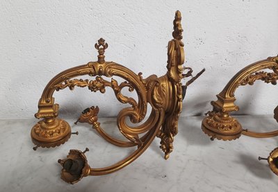 Pair of large Napoleon III bronze wall lights
