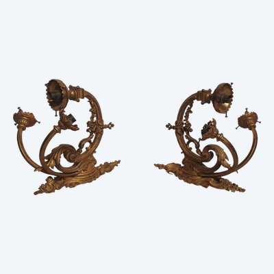 Pair of large Napoleon III bronze wall lights