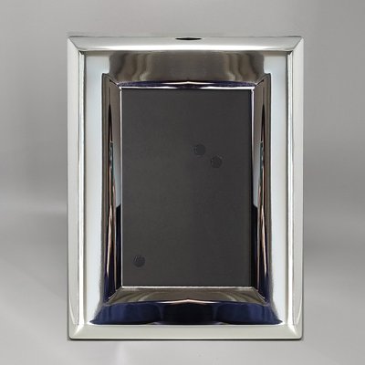 Superbe cadre photo des années 1970 en plaqué argent et verre. Fabriqué en Italie.