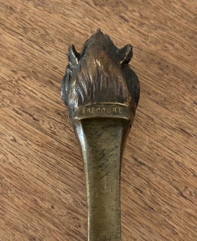 Cachet sceau en bronze tête de lion par Frécourt fin XIXe