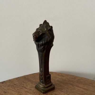 Cachet sceau en bronze tête de lion par Frécourt fin XIXe