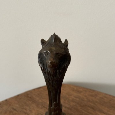 Cachet sceau en bronze tête de lion par Frécourt fin XIXe