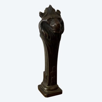 Cachet sceau en bronze tête de lion par Frécourt fin XIXe