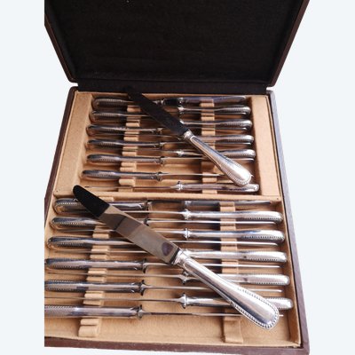 24 couteaux en métal argenté ERCUIS modèle Perles