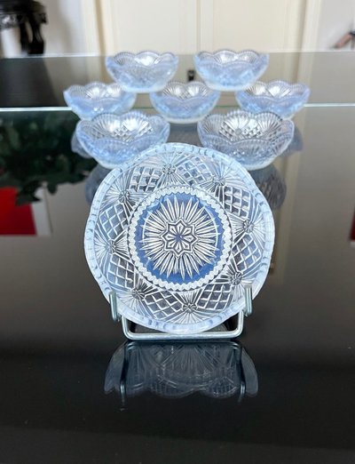 Dessertset Schalen aus Opalglas - Art Deco