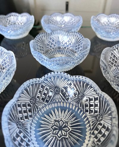Dessertset Schalen aus Opalglas - Art Deco