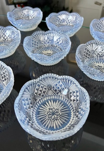 Dessertset Schalen aus Opalglas - Art Deco