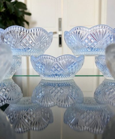 Dessertset Schalen aus Opalglas - Art Deco