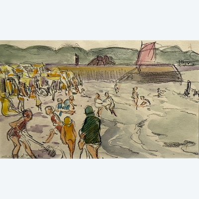 La Rochelle, La plage circa 1930.