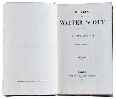 Collection livres de Walter Scott, Édition Furne et Charles Gosselin 1839, 30 volumes In-8