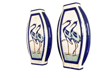 Paire de vases méplats en céramique, KERALOUVE LA LOUVIERE