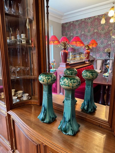 Rare Pair of Large Art Nouveau Vases