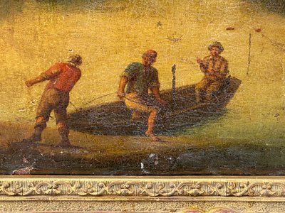 Dipinto di paesaggio di barca
