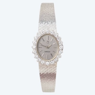 Montre Omega en or blanc et diamants