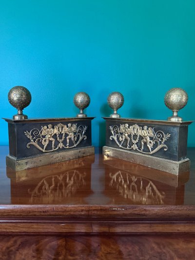 Pair of Empire period fireplaces, early 19th century.