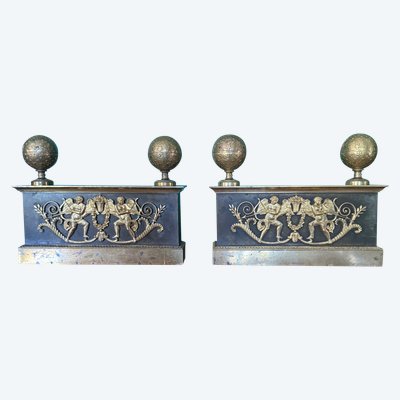Pair of Empire period fireplaces, early 19th century.