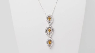 Necklace in white gold, citrine and diamonds