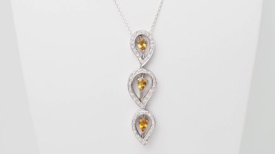 Necklace in white gold, citrine and diamonds