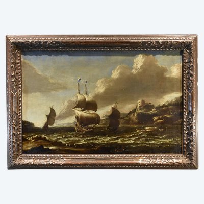 Seascape With Sailing Ships, Marco Ricci (belluno, 1676 – Venice, 1730)
