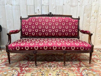 Louis XVI style bench Bordeaux fabric