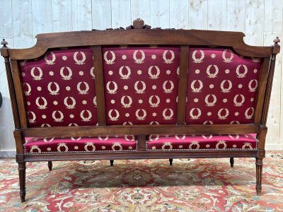 Louis XVI style bench Bordeaux fabric