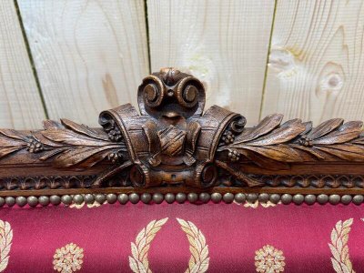 Louis XVI style bench Bordeaux fabric