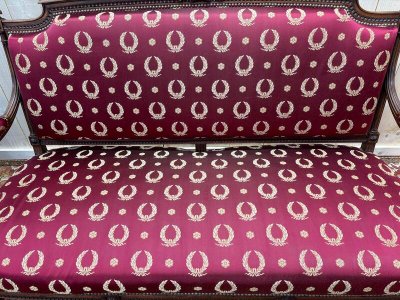 Louis XVI style bench Bordeaux fabric