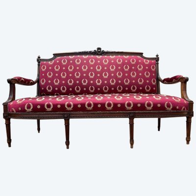 Louis XVI style bench Bordeaux fabric