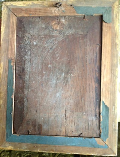 Öl Auf Tafel Signiert A. Lecaron Representant Une Jeune Fille Nu Sur Un Banc En Pierre