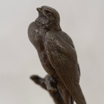 Swallow perched on a branch , by the sculptor Paul Comolera (1818-1897)
