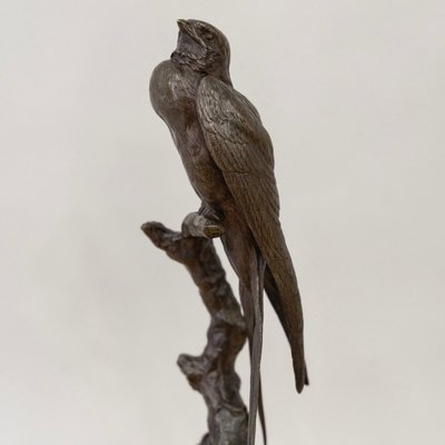 Swallow perched on a branch , by the sculptor Paul Comolera (1818-1897)