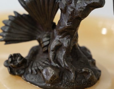 Swallow perched on a branch , by the sculptor Paul Comolera (1818-1897)