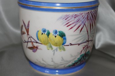 Pair of hand-painted Paris porcelain pot holders from the Louis Philippe period