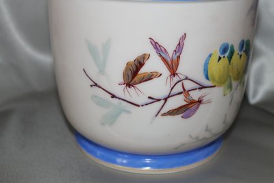 Pair of hand-painted Paris porcelain pot holders from the Louis Philippe period