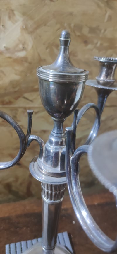 Pair of hunting horn candelabras