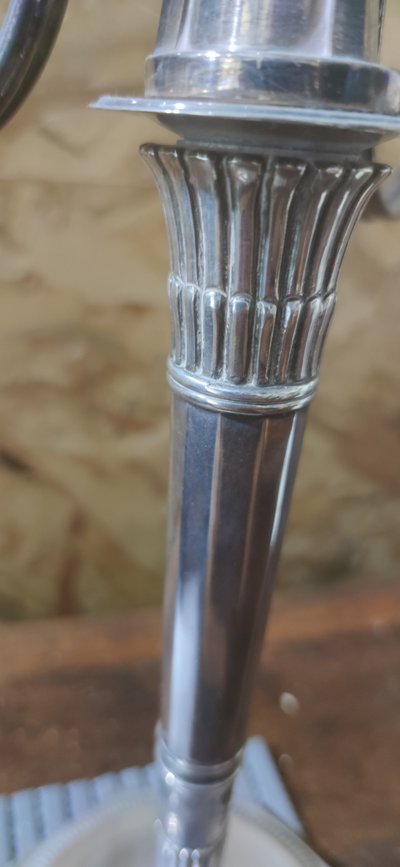 Pair of hunting horn candelabras