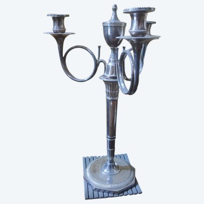 Pair of hunting horn candelabras