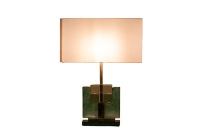 Pair of Murano glass lamps, green iridescent. 20th-21st century. LS6401609J