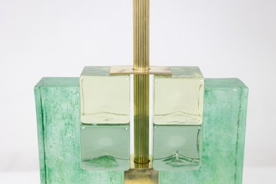Pair of Murano glass lamps, green iridescent. 20th-21st century. LS6401609J