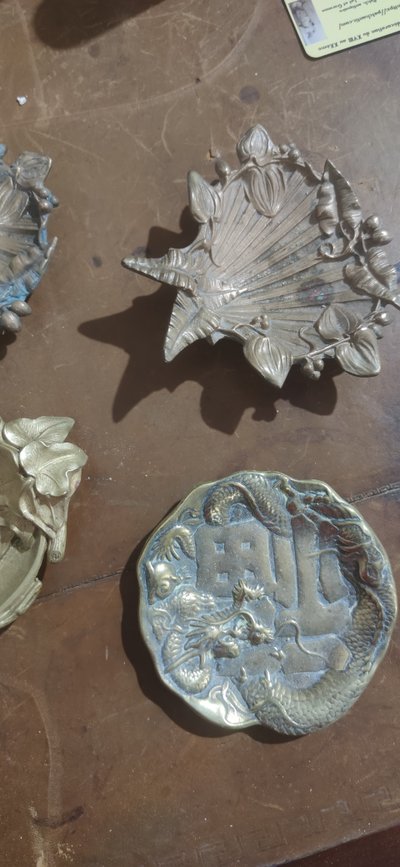 4 art deco bronze pocket trays