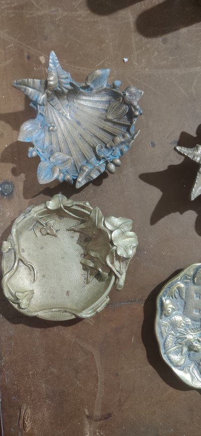 4 art deco bronze pocket trays