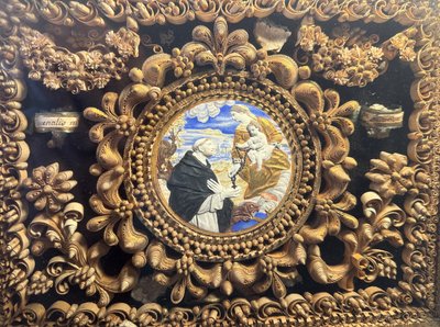 Reliquiario dipinto a Paperolles - La visione di San Domenico - XVIII secolo