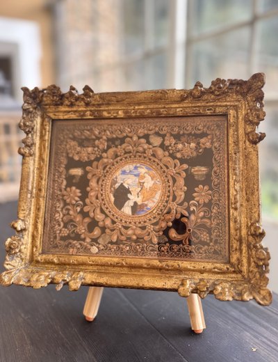 Reliquiario dipinto a Paperolles - La visione di San Domenico - XVIII secolo