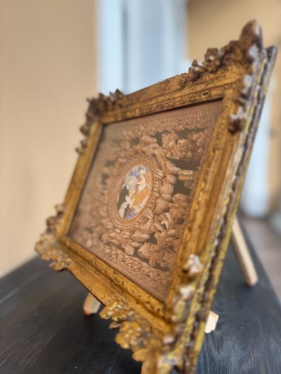 Reliquiario dipinto a Paperolles - La visione di San Domenico - XVIII secolo
