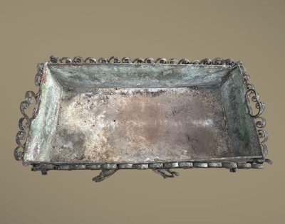 FIORIERA IN FERRO BATTUTO SU GAMBE CON VASCA IN ZINCO DEL PERIODO NAPOLEONICO III