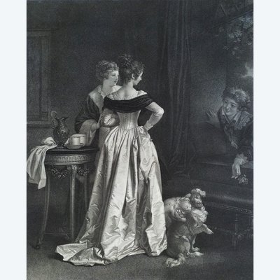 The Unexpected Bouquet Antique Engraving After Marguerite Gérard Etching 19th C Old Print