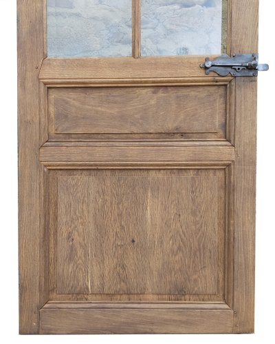 Antique 6-Panel Oak Glazed Door With Hardware