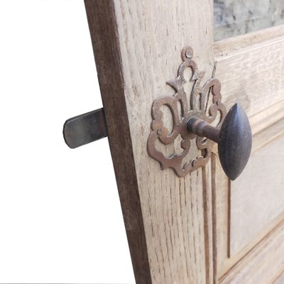 Antique 6-Panel Oak Glazed Door With Hardware