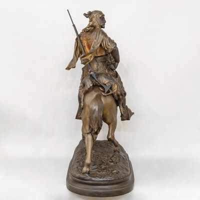 Cavaliere arabo di ritorno dalla caccia , Alfred Barye (1839-1882) Et Émile Guillemin (1841-1907)