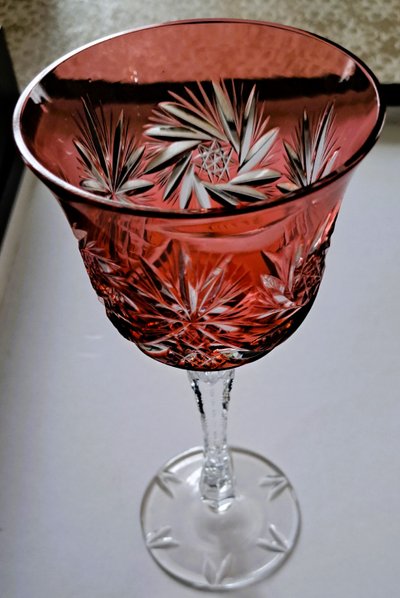 set of 6 colorful crystal wine glasses